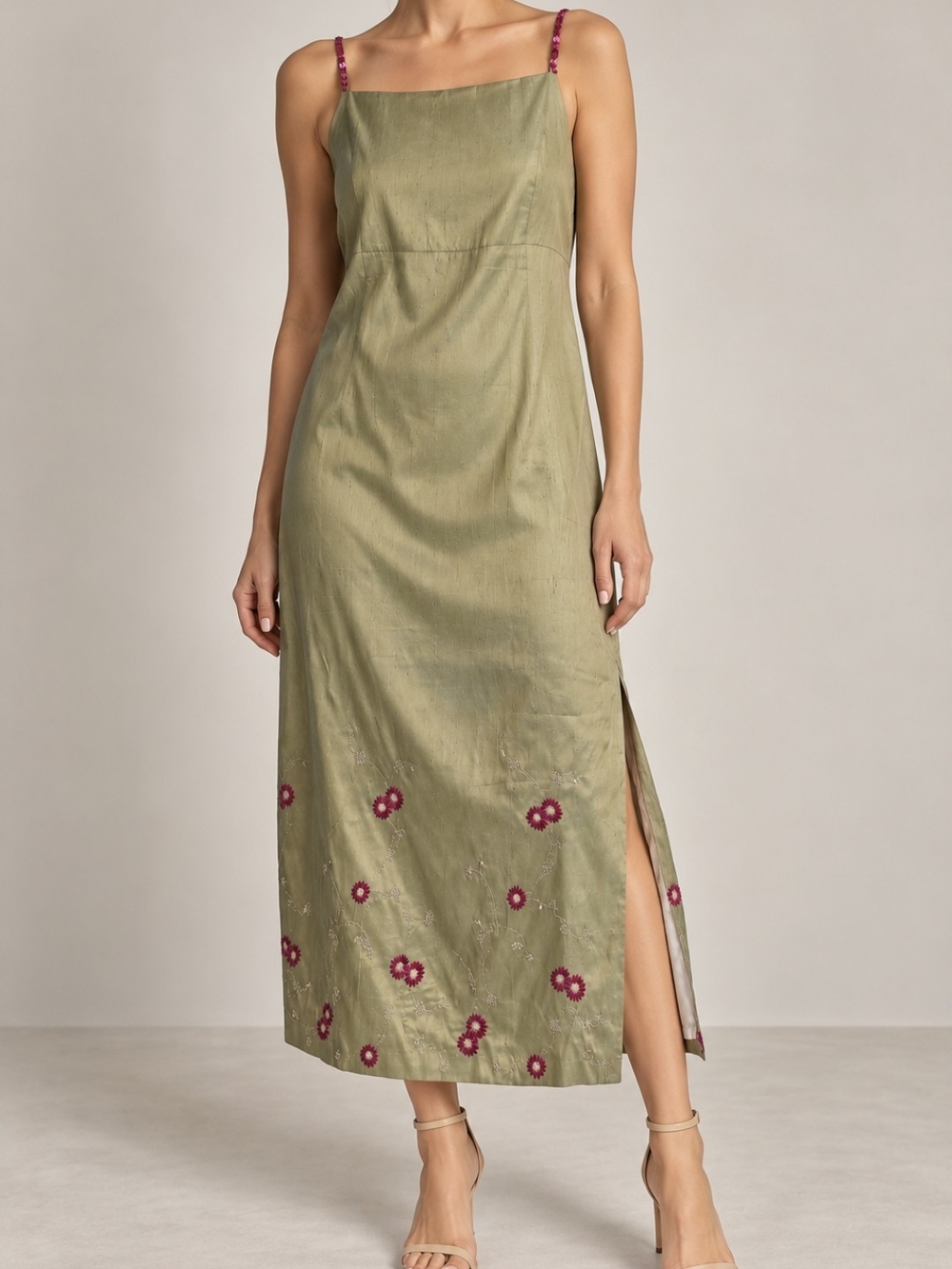 FAVOURBROOK LONDON 100% SILK EMBROIDERED LUXURY DRESS US 14 MADE IN ITALY